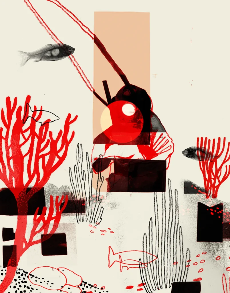 Ilustración minimalista del mar rojo por soynok