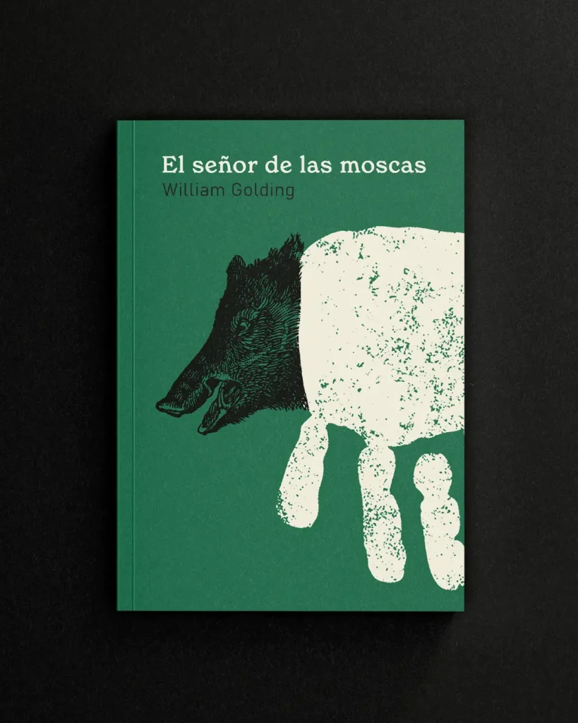 Diseño de portada de libro de el señor de las moscas de William Golding